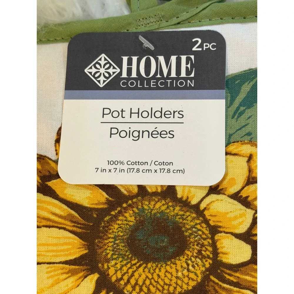 Home Collection Sunflower Kitchen Set 4pc Towel Pot Holders Oven Mitt NWT